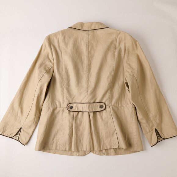 Y2K Tara Jarmon Blazer Jacket Women's 4 Linen Parisian Chic Old Money Academia - Picture 2 of 13